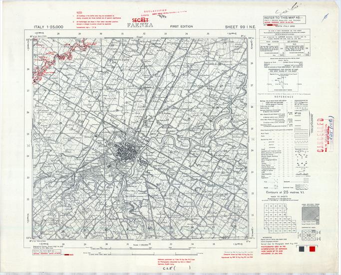 mapy 12 kompanii 2 korpusu polskiego we włoszech - GSGS_4228_ITALY_25K_99_I_NE_FAENZA_1st_ed_SECRET_I.1945.jpg