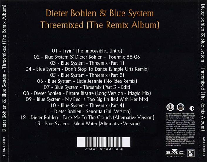 Dieter Bohlen  Blue System - Threemixed The Remix Album 2008 - Cover Back.jpg