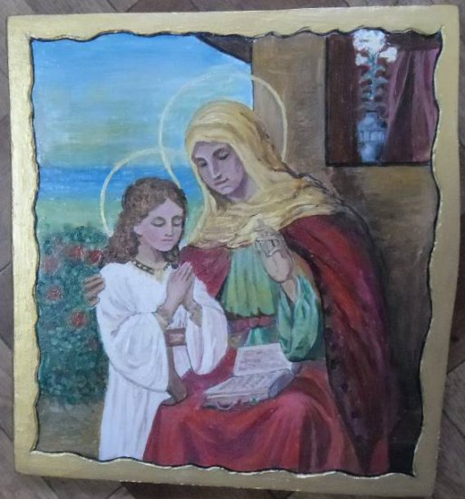ikony i obrazy sakralne - św.Anna z Maryją-deska,tempera,szelak.JPG