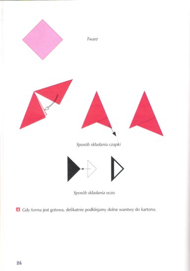origami płaskie z kwadrata - Święty Mikołaj origami płaskie z kwadrata 2.jpg