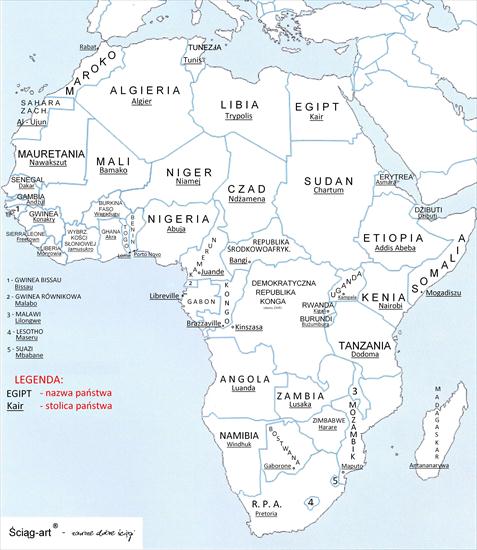 mapki - Mapa Afryki - stolice i państwa konturowa.jpg