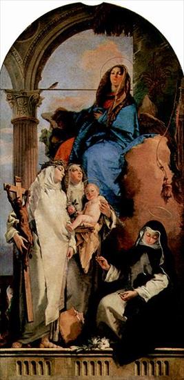 obrazki ikonografia - Madonna mit Hl. Katharina, Hl. Rosa, die das Kind hlt und der hockenden Hl. Agnes.jpg